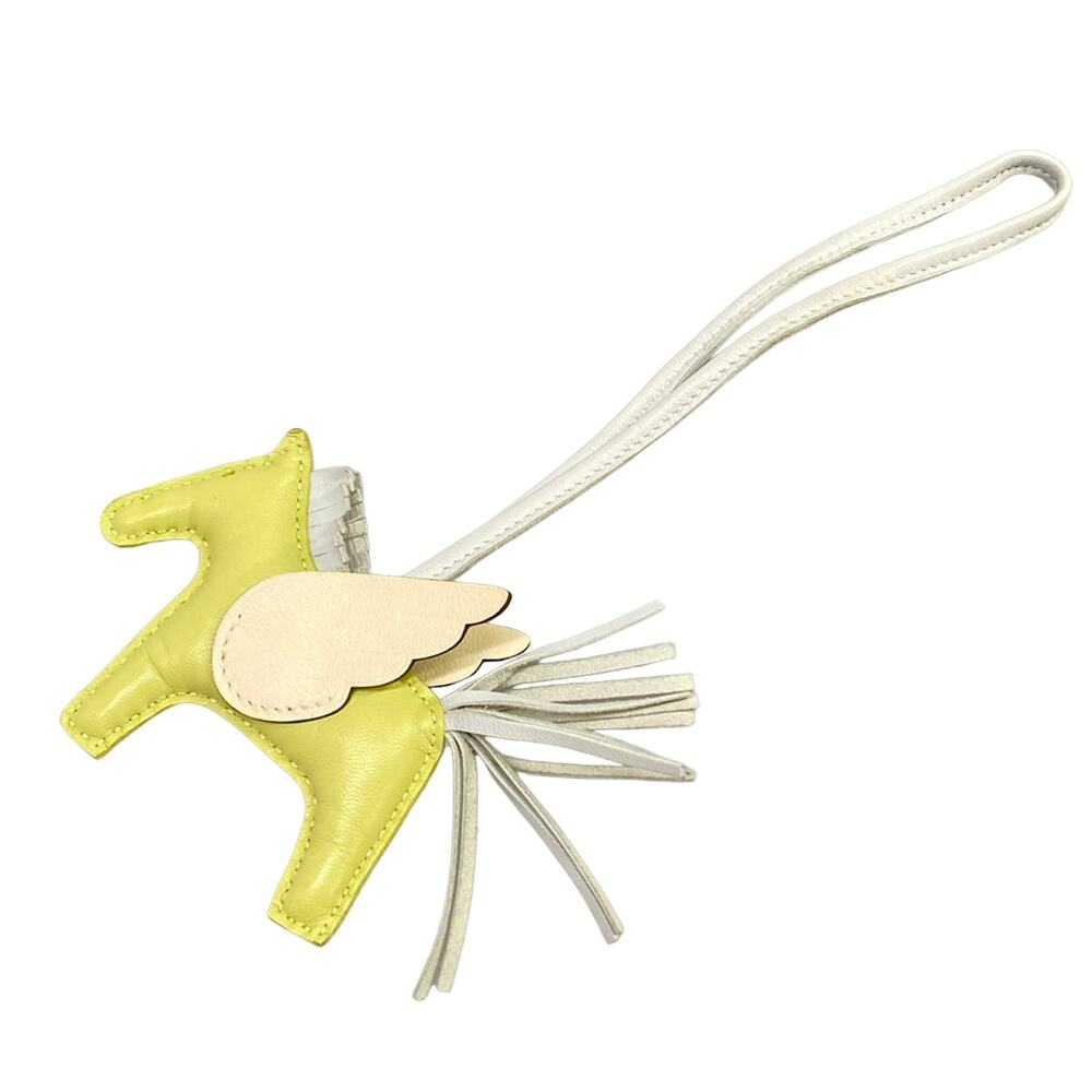 Hermès Rodeo Charm Pegasus PM Bag Charm Jaune Bourjon Nata Bleu Brume